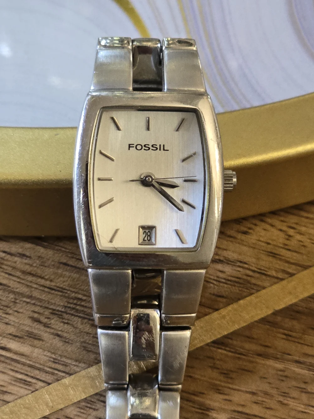Fossil Stainless Steel Rectangle Watch - Silver